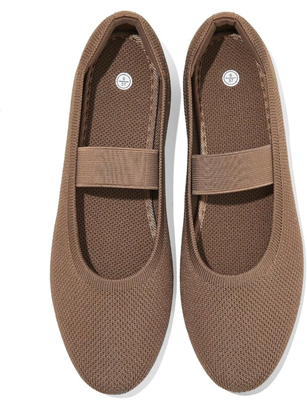 Women's Brown Ballet Mary Jane Flats Black Knit Flats Comfortable Dress Shoes